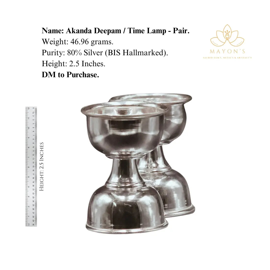 Akanda Deepam / Time Lamp Pair – Pure 80% Silver | BIS Hallmarked | 46.96g - Krystal Touch