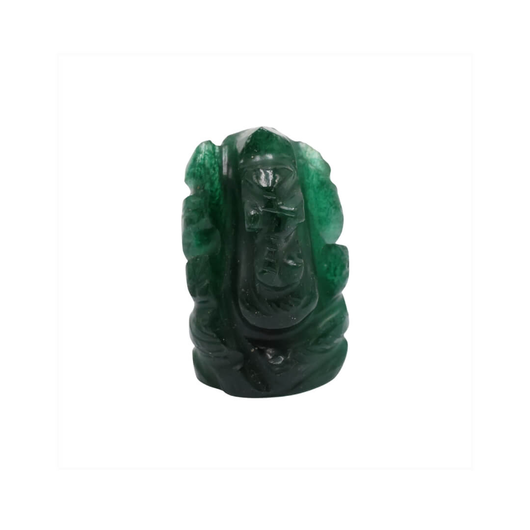 Poket - Tiny Ganapathy Idol in Green Aventurine – For Prosperity, Wisdom & New Beginnings Krystal Touch