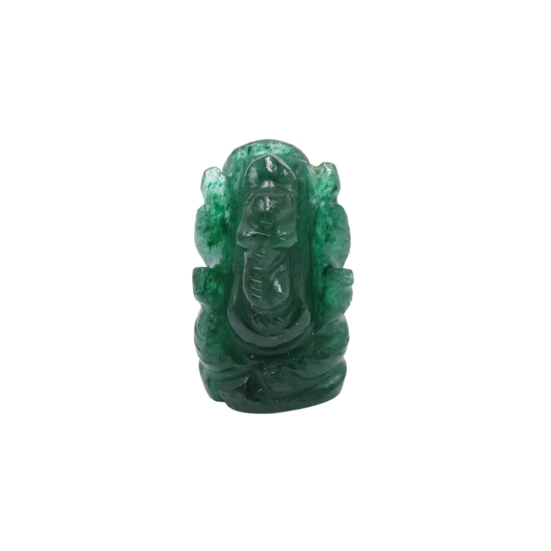 Poket - Tiny Ganapathy Idol in Green Aventurine – For Prosperity, Wisdom & New Beginnings Krystal Touch