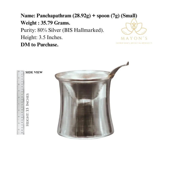 Panchapathram with Spoon (Small) – Pure 80% Silver | BIS Hallmarked | 35.79g - Krystal Touch