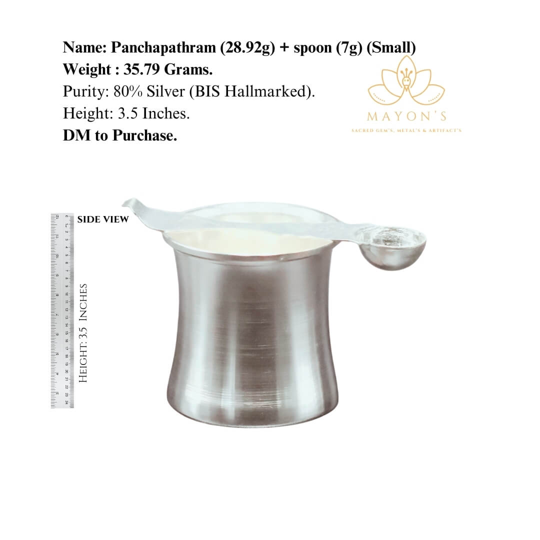 Panchapathram with Spoon (Small) – Pure 80% Silver | BIS Hallmarked | 35.79g Krystal Touch