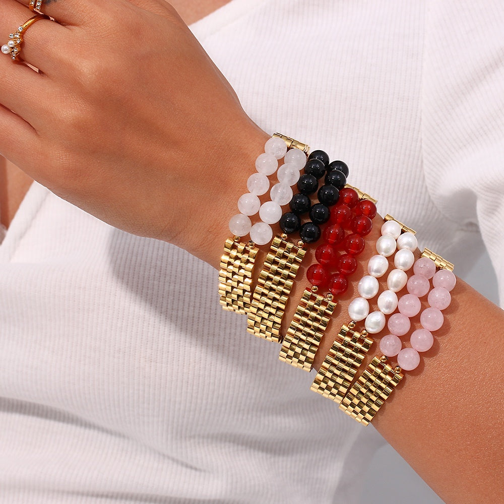 Crystal Watch Bracelet - 18k Gold Plated