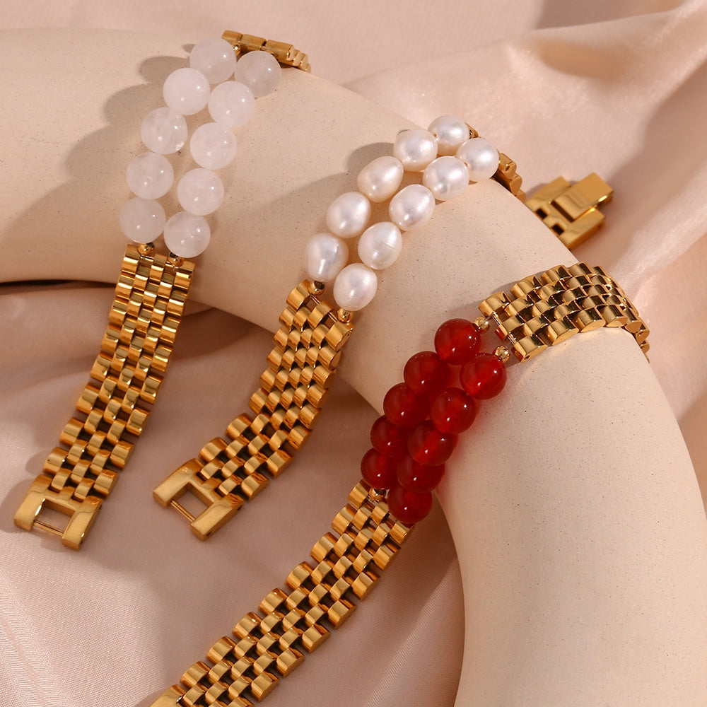 Crystal Watch Bracelet - 18k Gold Plated