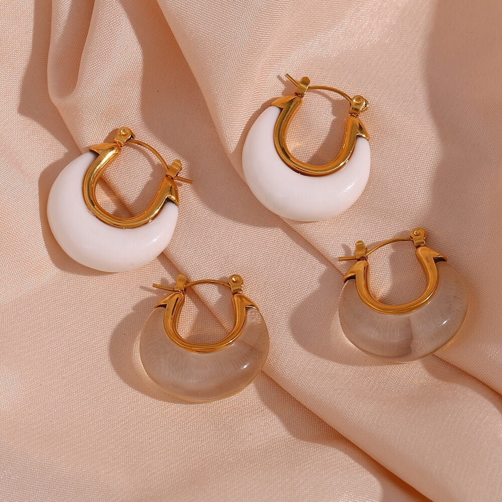 Stunning Acrylic Hoop Earring - 18k Gold Plated