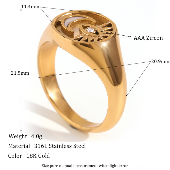 Sun Moon Ring - 18kt Gold Plated