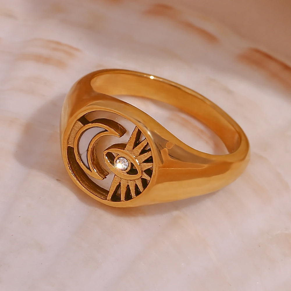 Sun Moon Ring - 18kt Gold Plated