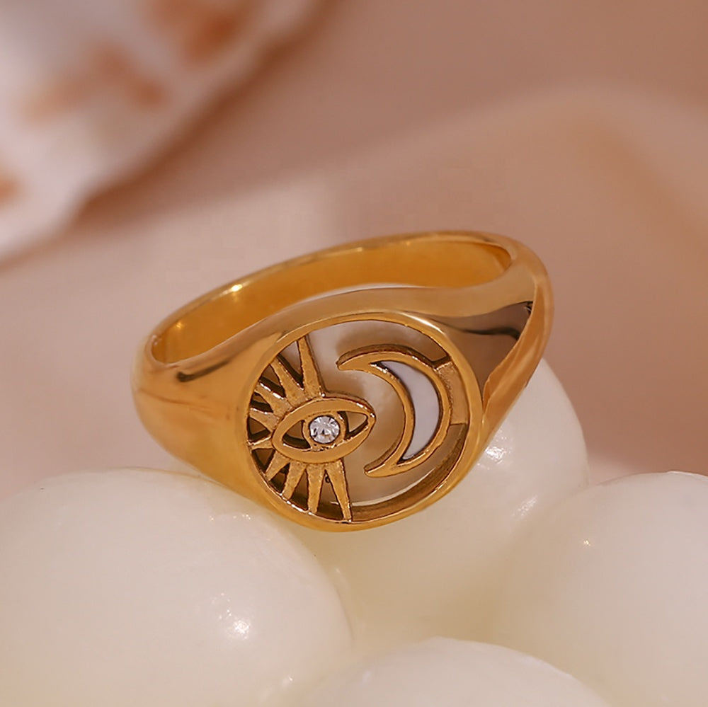 Sun Moon Ring - 18kt Gold Plated