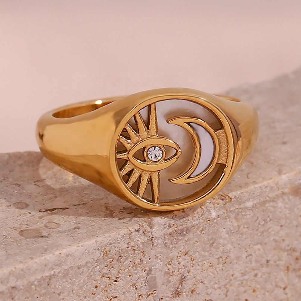 Sun Moon Ring - 18kt Gold Plated