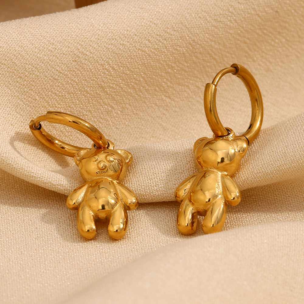 Golden Teddy Drop Earrings – 18KT Gold Plated - Krystal Touch