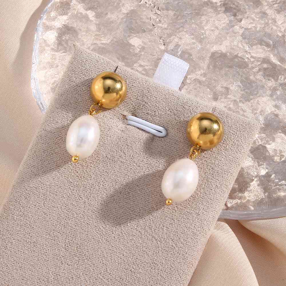 Minimalist Fresh Water Pearl Drop Earring - 18k Gold Plated