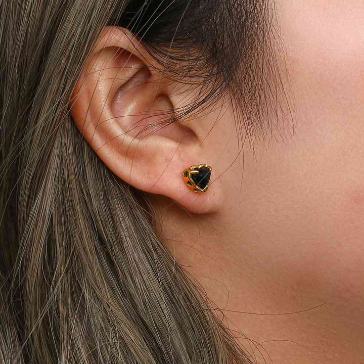 Tiny Black Onyx - 18 KT Gold Plated Krystal Touch