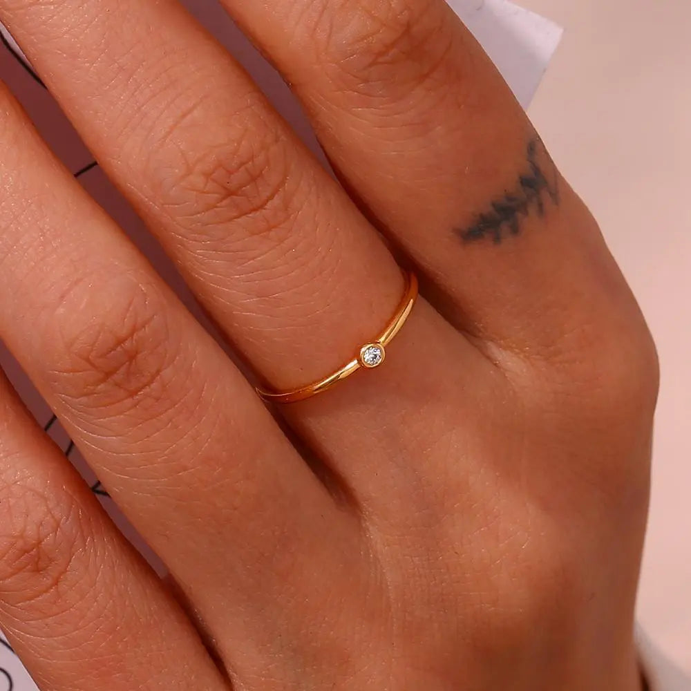 Dainty Silver Glow Ring – 925 Sterling Silver - Krystal Touch