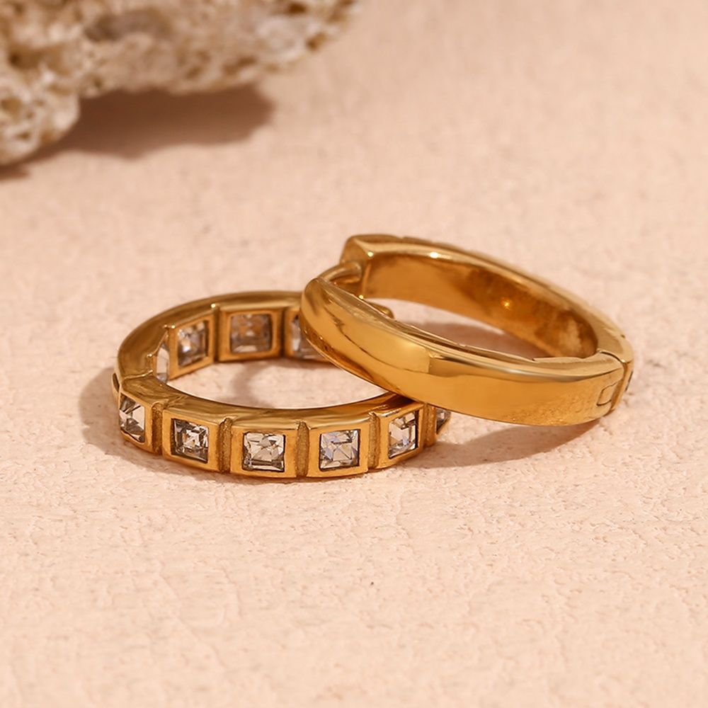 Tiny Square Hoop Earrings – 925 Sterling Silver Krystal Touch