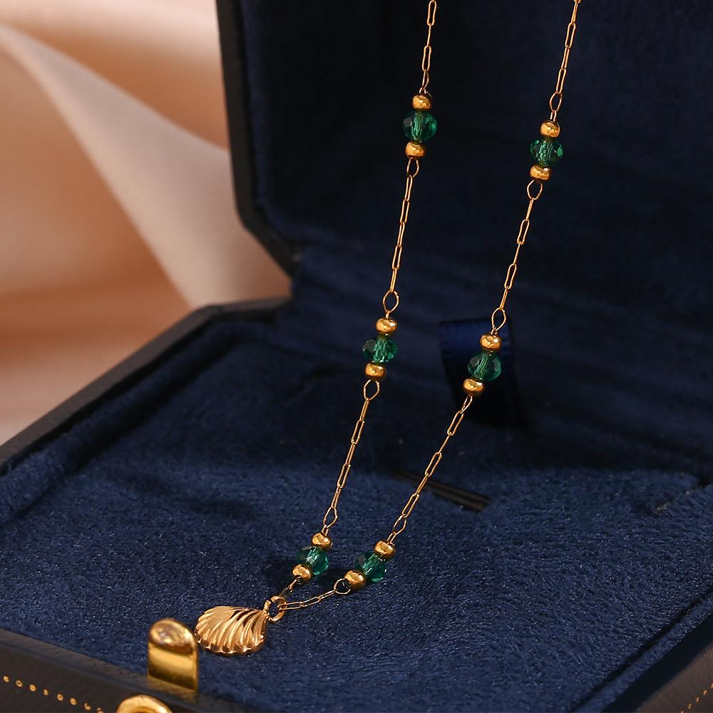 Green Bead Chain - 18KT Gold Plated Krystal Touch