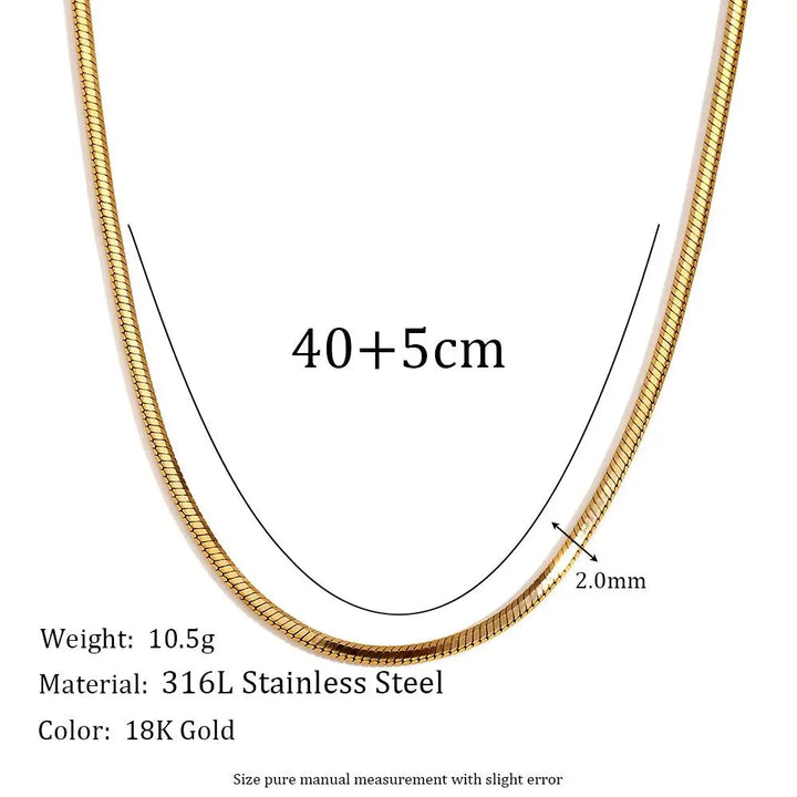 Unbreakable Snake Chain Necklace – 18KT Gold Plated - Krystal Touch
