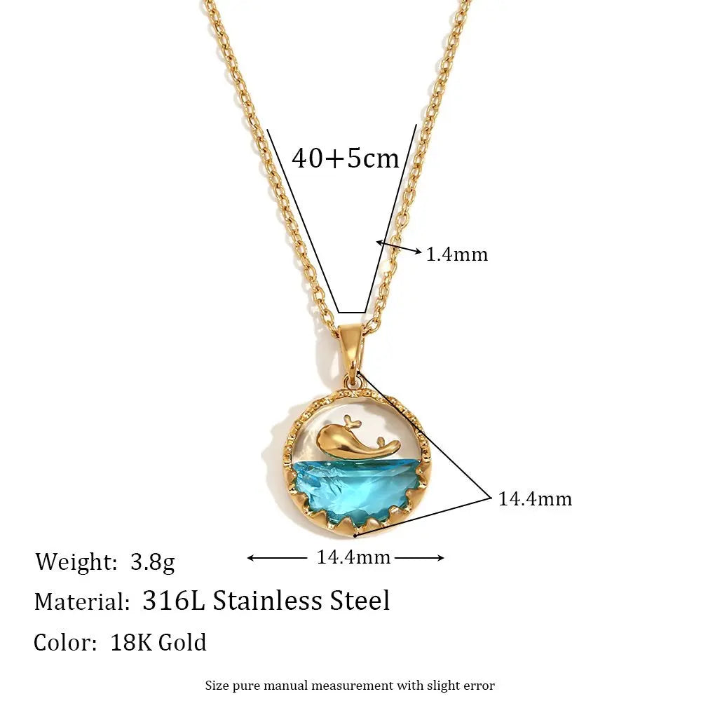 Ocean Whale Necklace – 18KT Gold Plated - Krystal Touch