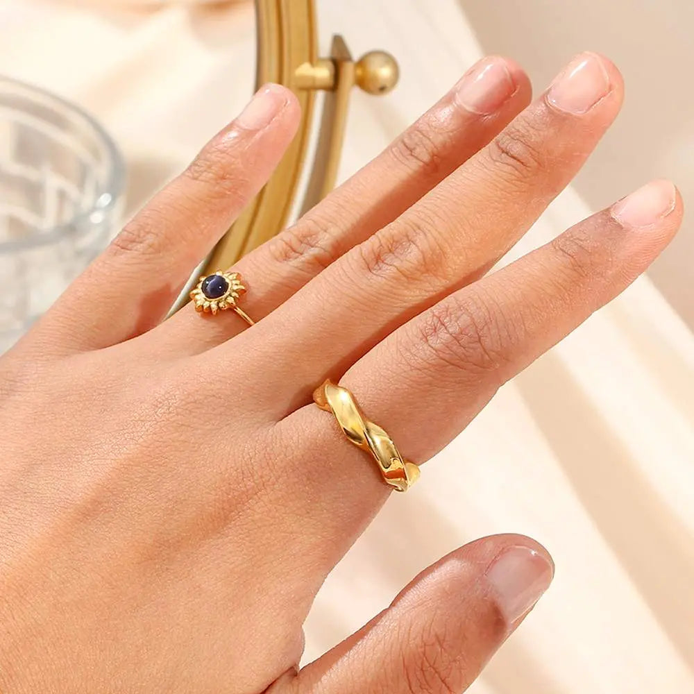 Wave Crest Ring – 18KT Gold Plated - Krystal Touch