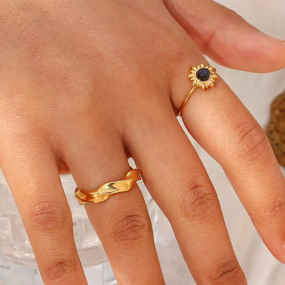 Wave Crest Ring – 18KT Gold Plated - Krystal Touch