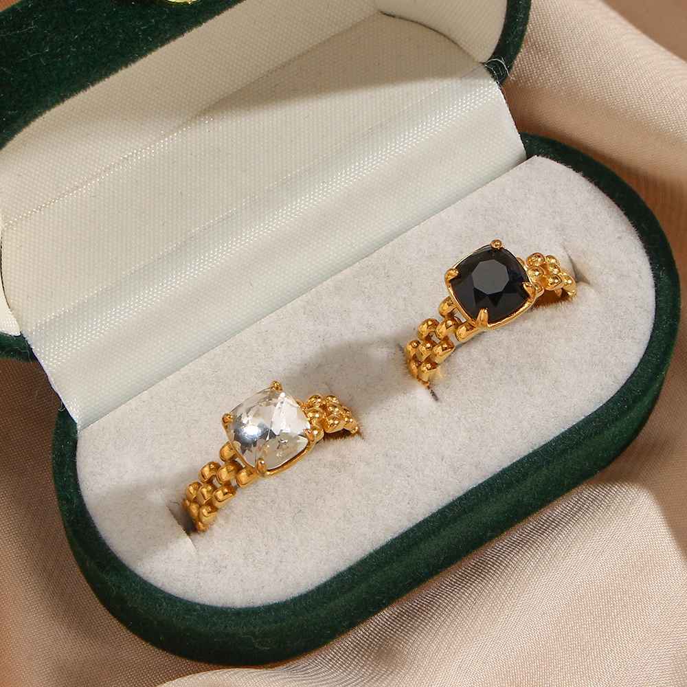 Lustrous Watchband Ring (White Stone) – 18KT Gold Plated Krystal Touch