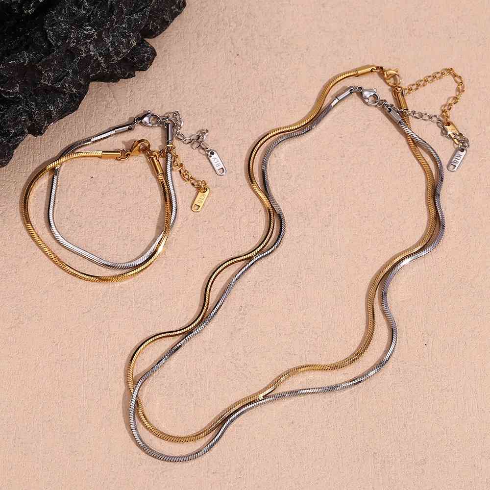 Unbreakable Snake Chain Necklace – 18KT Gold Plated - Krystal Touch