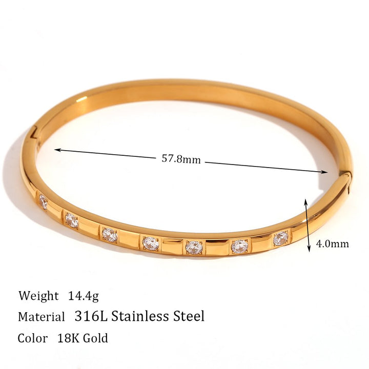 Zircon Clasp Bangle - 18KT Gold Plated
