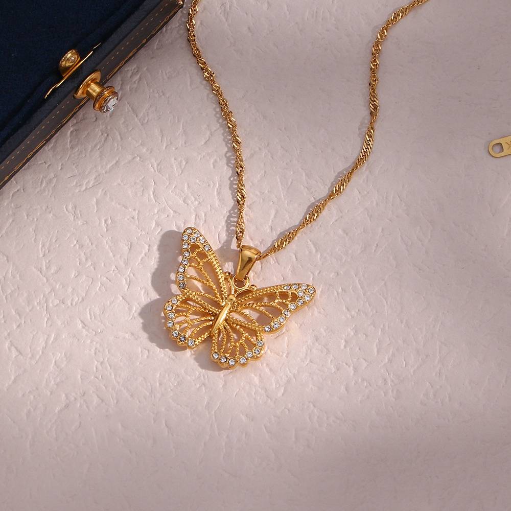 Elegant Zircon Butterfly - 18KT Gold Plated Krystal Touch