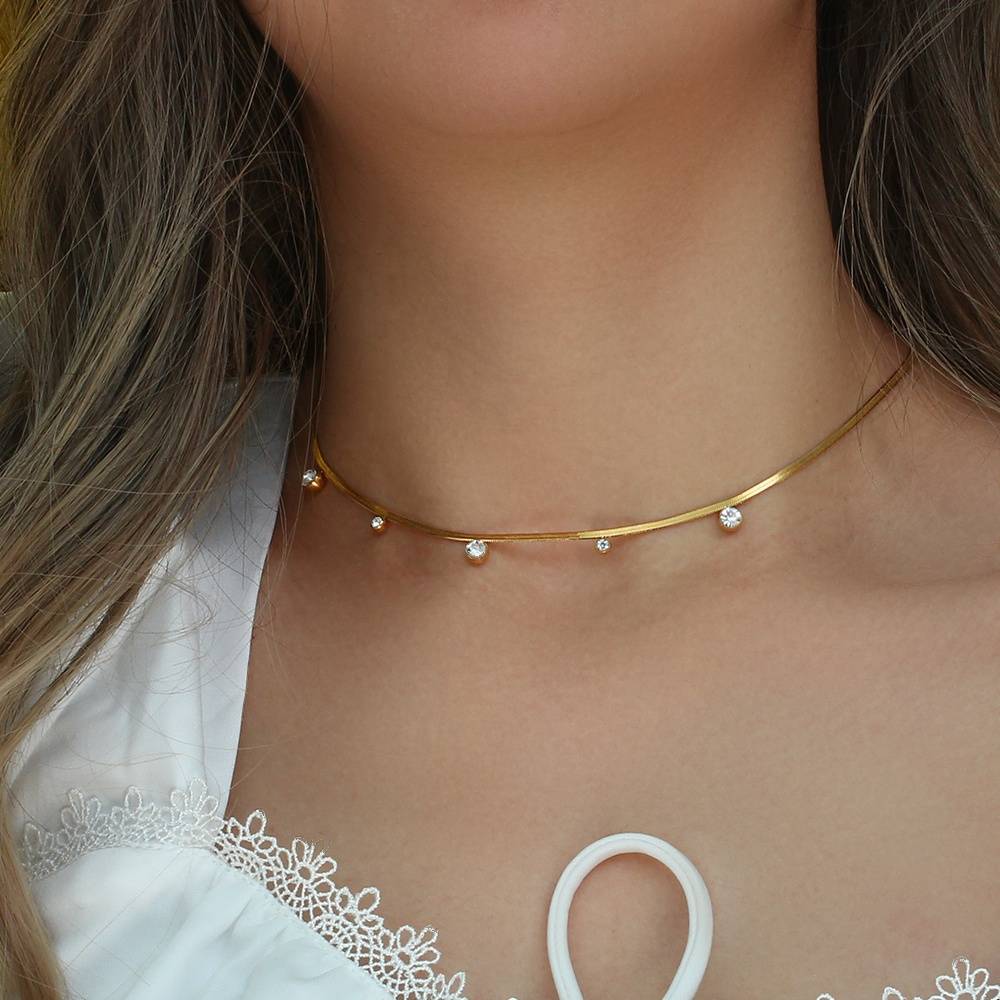 Stylish Zircon Necklace - 18KT Gold Plated Krystal Touch