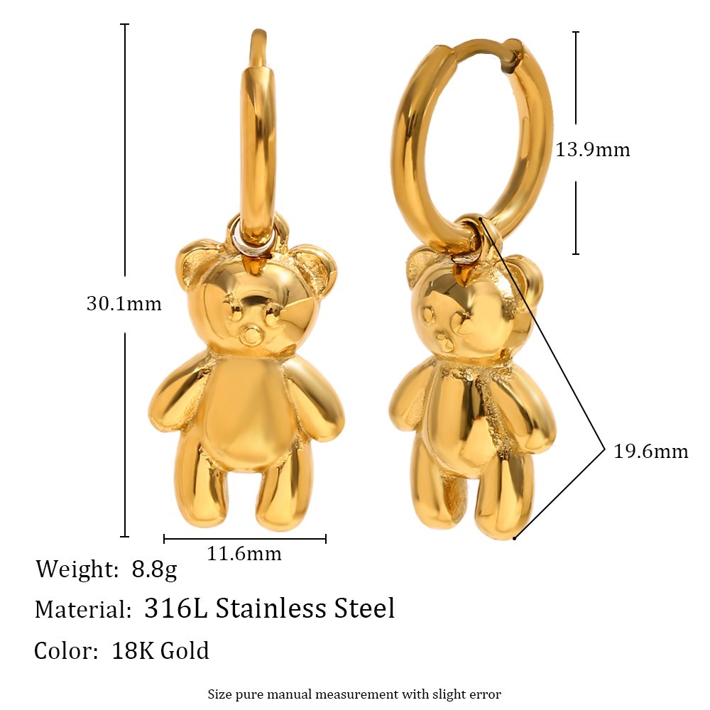 Golden Teddy Drop Earrings – 18KT Gold Plated Krystal Touch