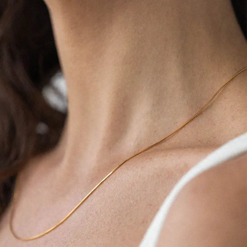 Thin Snake Chain Necklace – 18KT Gold Plated - Krystal Touch
