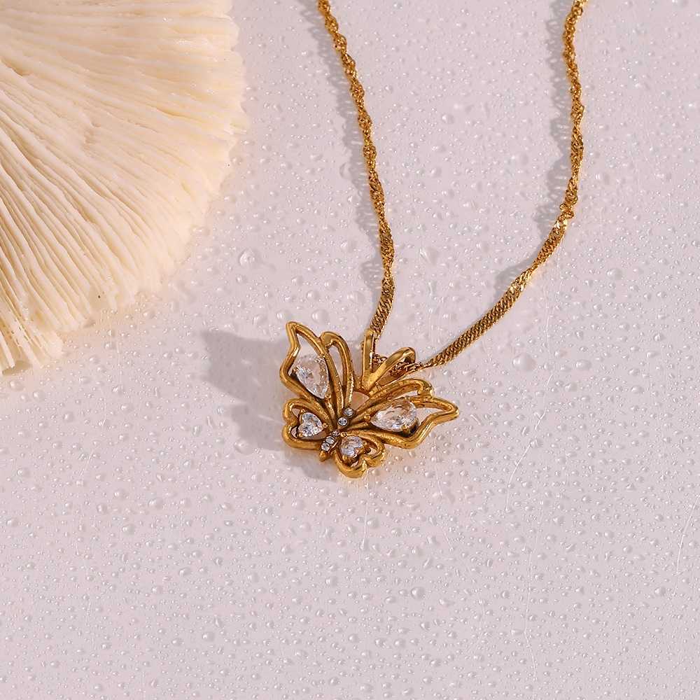 Stylish Butterfly Necklace - 18KT Gold Plated Krystal Touch