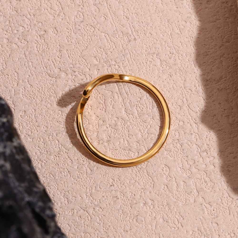 Golden Wave Stacking Ring – 18KT Gold Plated - Krystal Touch