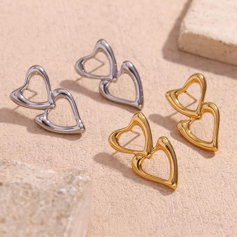 Hollow Heart Stud - 18KT Gold Plated Krystal Touch