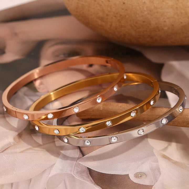 Zircon Bangle Bracelet – 18KT Gold Plated