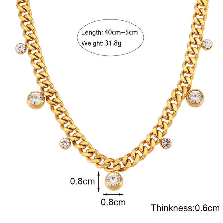 Chunky Cuban Chain Zircon Necklace - 18k Gold Plated