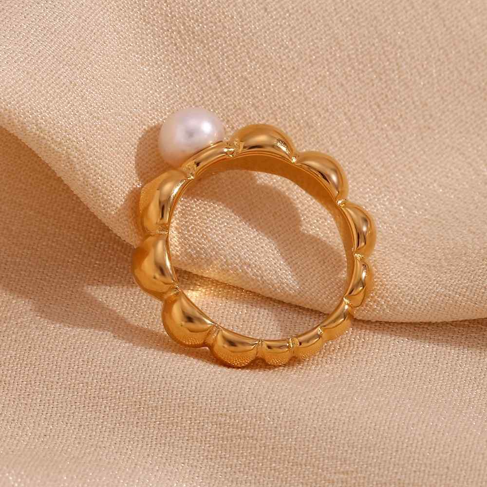 Blossom Pearl Ring – 18KT Gold Plated - Krystal Touch