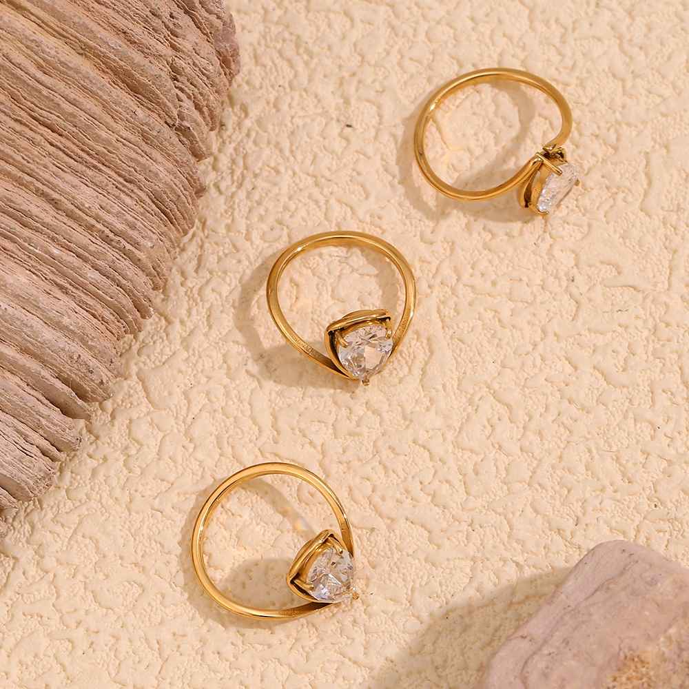 Golden Dewdrop Ring – 18KT Gold Plated - Krystal Touch