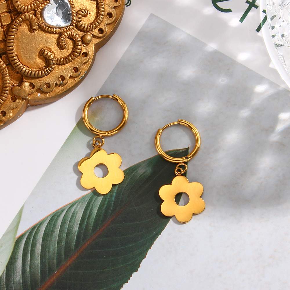 Dainty Hollow Flower Drop – 18KT Gold Plated