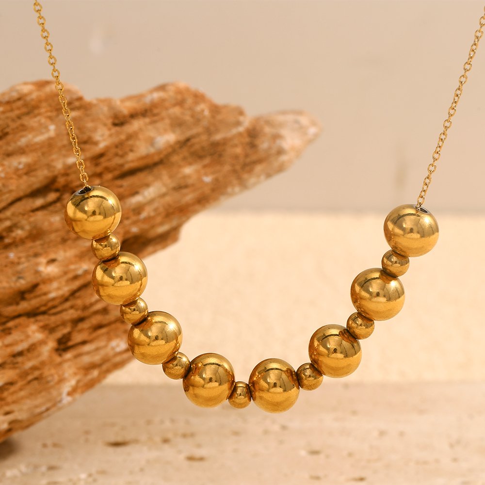 Golden Beaded Necklace – 18KT Gold Plated Krystal Touch