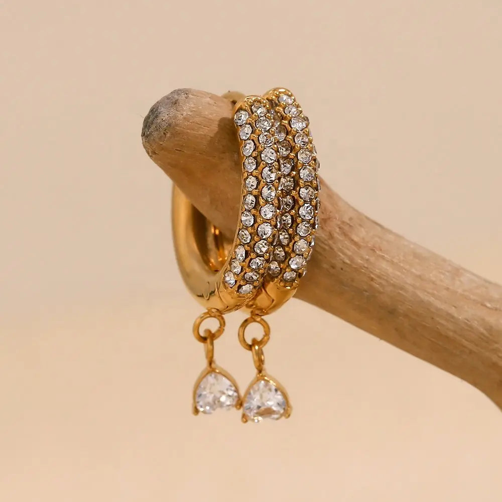 Golden Zircon Tiny Huggies – 18KT Gold Plated - Krystal Touch