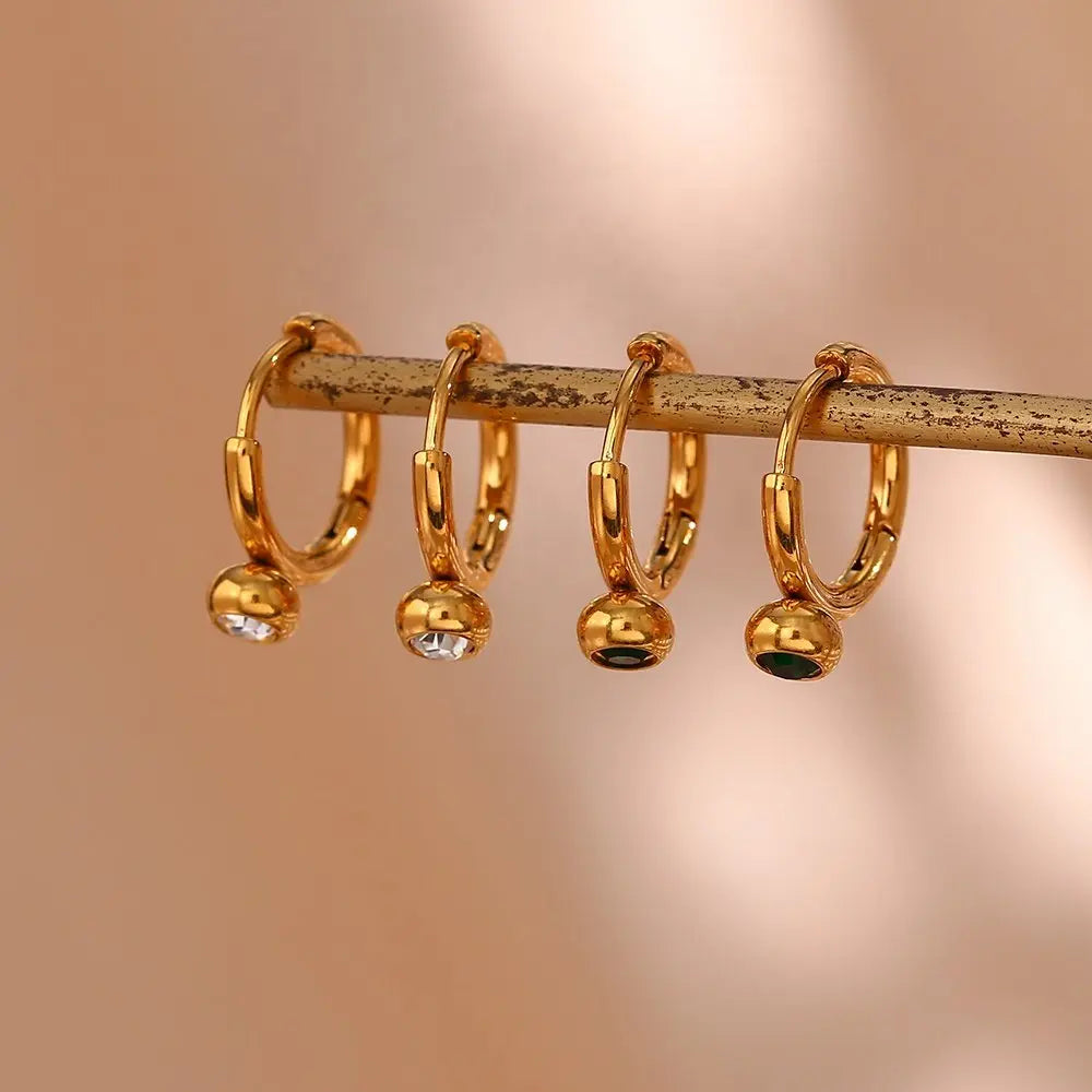 Bezel Setting Zircon Huggies – 18KT Gold Plated - Krystal Touch