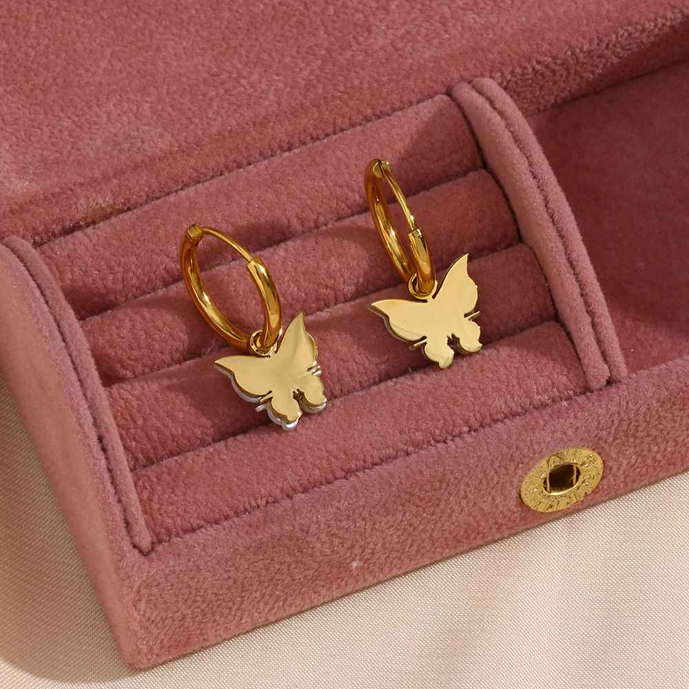 Cute Butterfly Earring - 18KT Gold Plated Krystal Touch