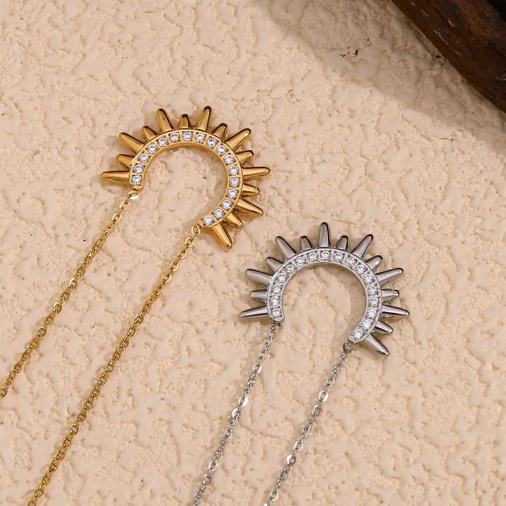 Golden Sun Necklace – 18KT Gold Plated - Krystal Touch