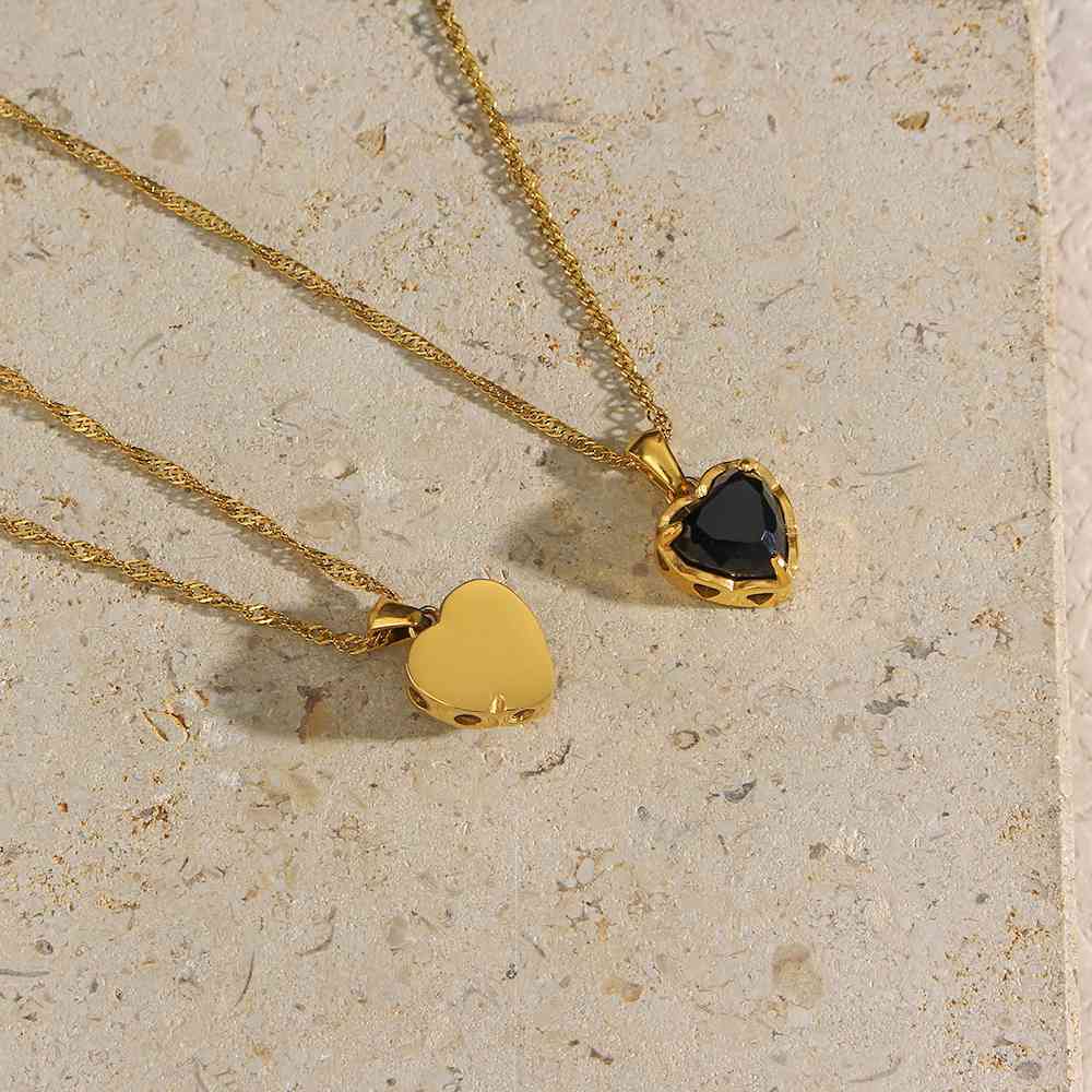 Zircon Black Stone Heart Pendant Krystal Touch