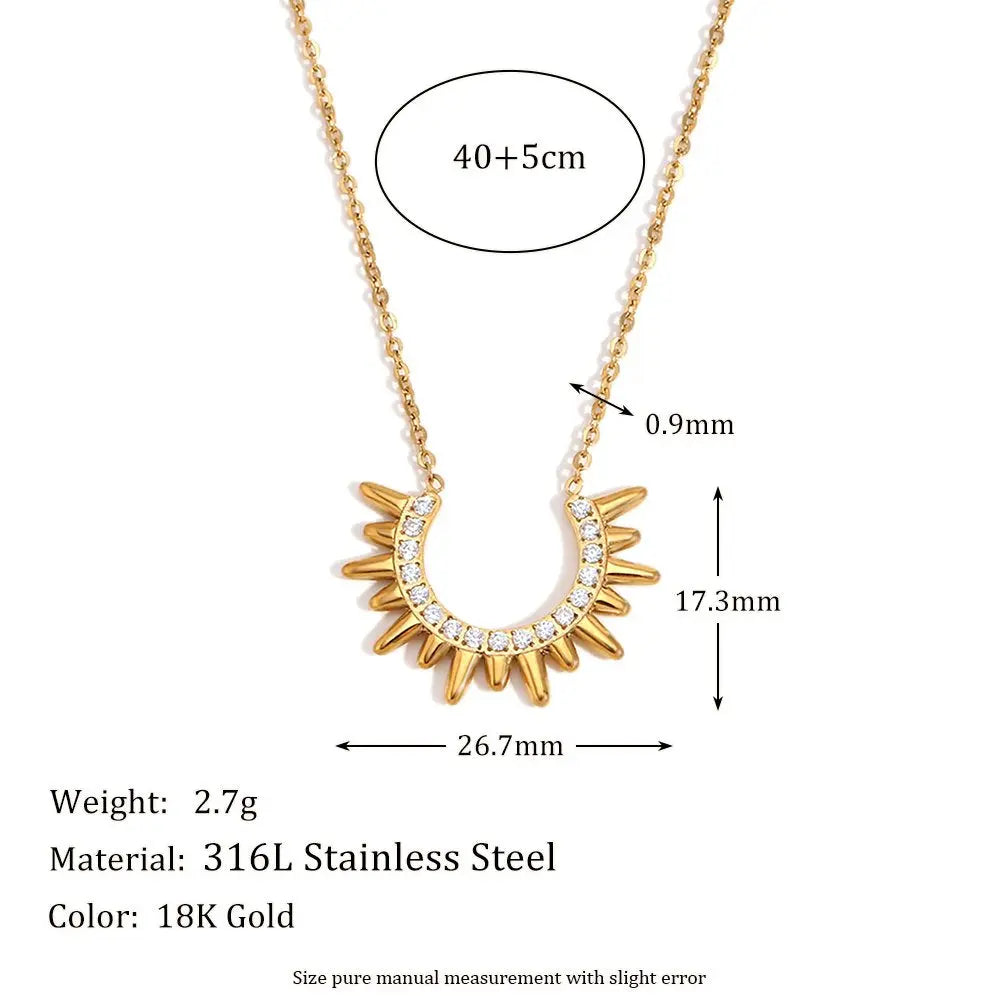 Golden Sun Necklace – 18KT Gold Plated - Krystal Touch