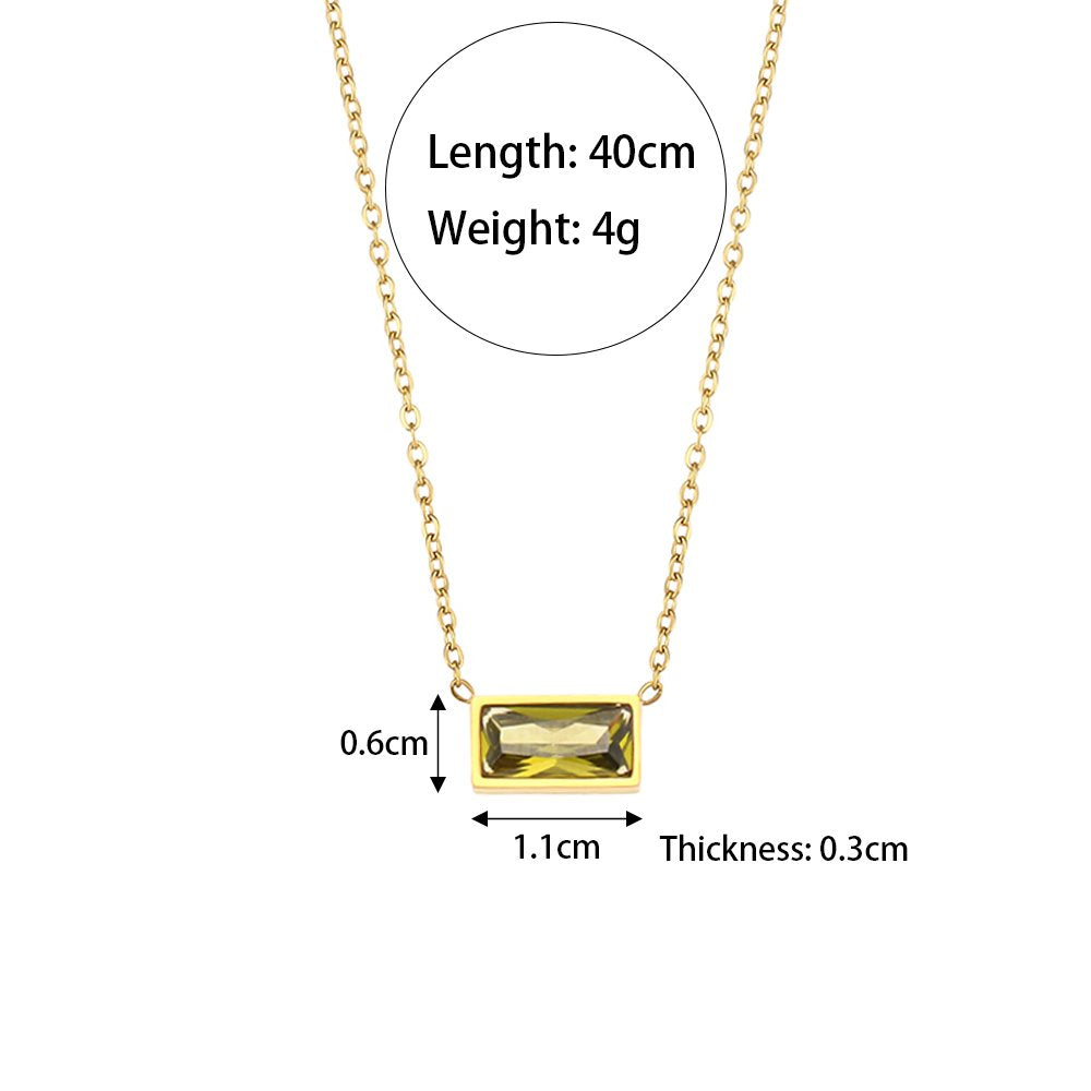 Rectangle Stone Pendant - 18 KT Gold Plated Krystal Touch
