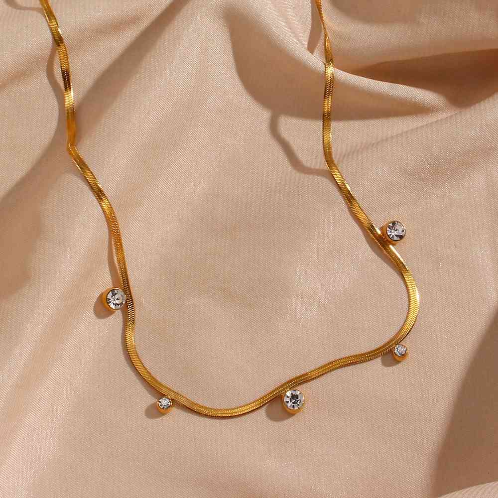Stylish Zircon Necklace - 18KT Gold Plated Krystal Touch