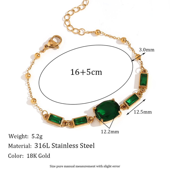 Emerald Green Bracelet – 18KT Gold Plated