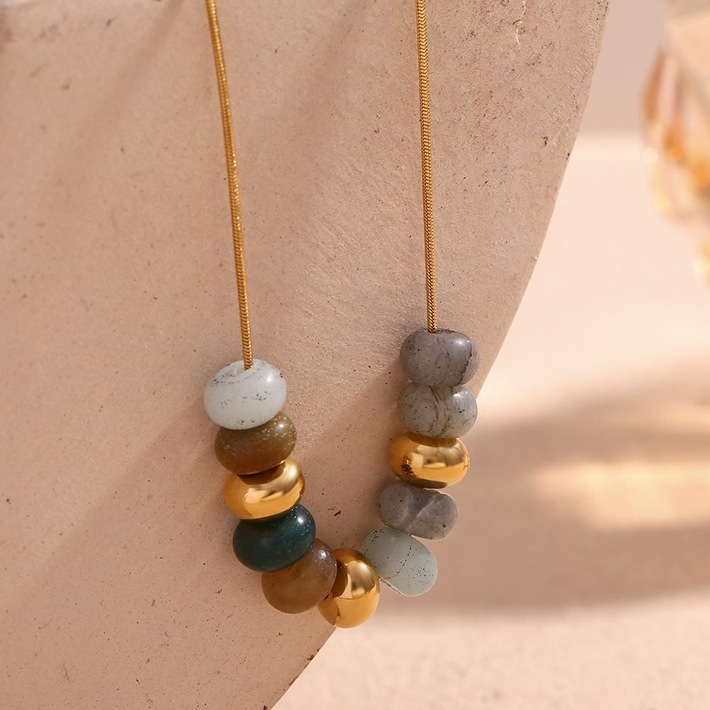 Natural Stone Drop Earrings – 18KT Gold Plated Krystal Touch