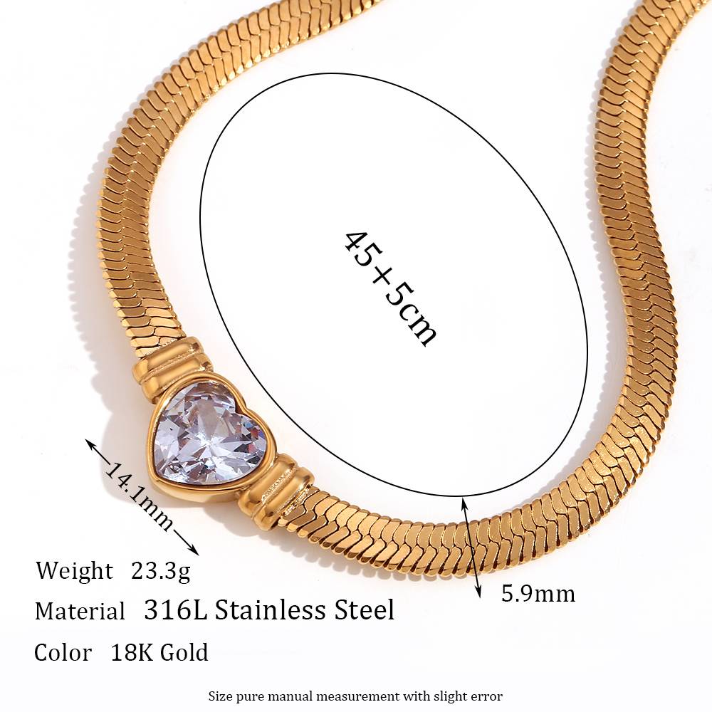 Gorgeous Heart Zircon Choker - 18KT Gold Plated Krystal Touch