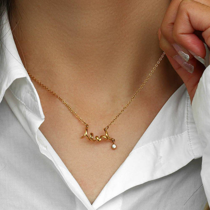 Minimalist Heartbeat Zircon Necklace - 18 KT Gold Plated